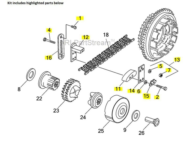 Steel motorcycle cam chain and sprockets for Revelry Motorcycles parts; durable and high-quality.