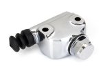 Aluminium motorcycle brake master cylinder with rubber boot for Revelry Motorcycles.