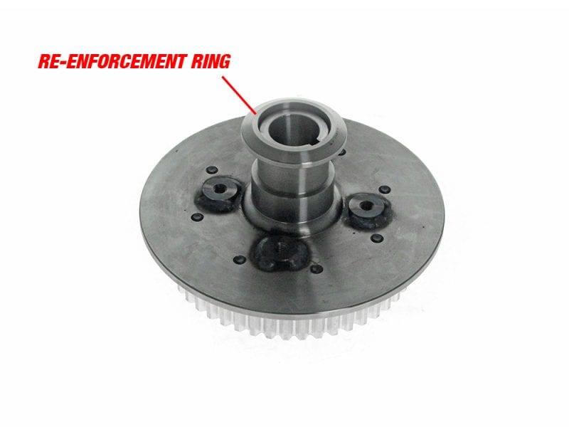 High-quality motorcycle engine part with re-enforcement ring for durability.