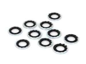 Silicone tank rubber washers for motorcycle fuel tank repair and sealing.