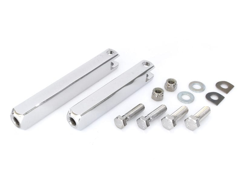 Polished motorcycle parts and hardware for custom bike builds.