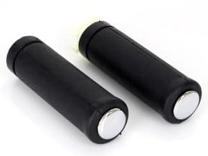 Black motorcycle handle grips for Revelry Motorcycles, durable and comfortable.