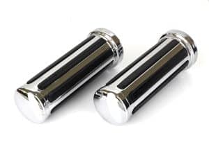 Polished motorcycle handlebar grips for Revelry Motorcycles, premium quality accessories.