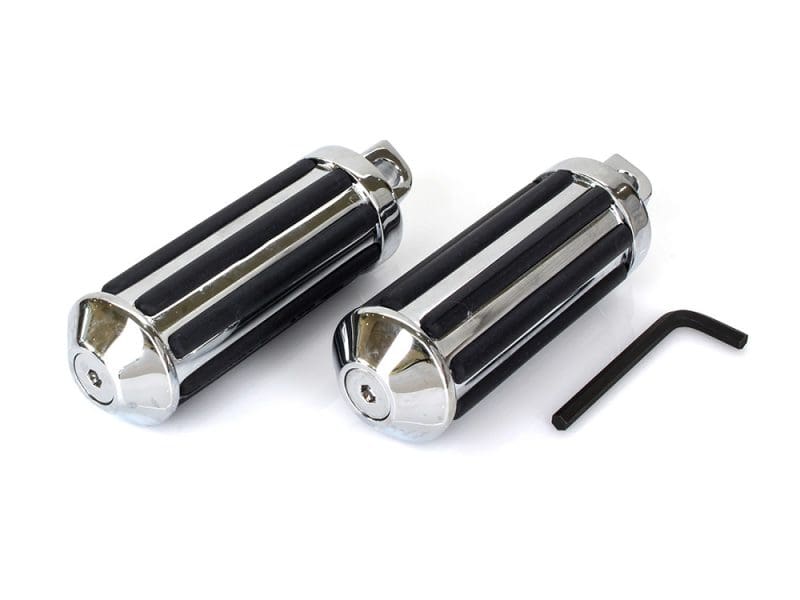 High-performance motorcycle footpegs with black rubber grip for Revelry Motorcycles riders.