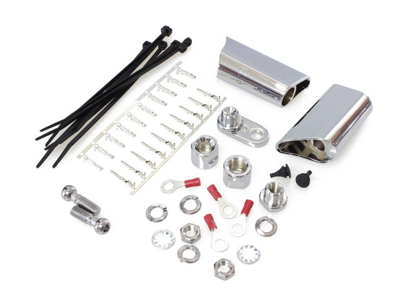 Chrome motorcycle parts and accessories kit for Revelry Motorcycles.