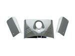 Shiny chrome motorcycle air filter cover kit for Harley Davidson bikes.