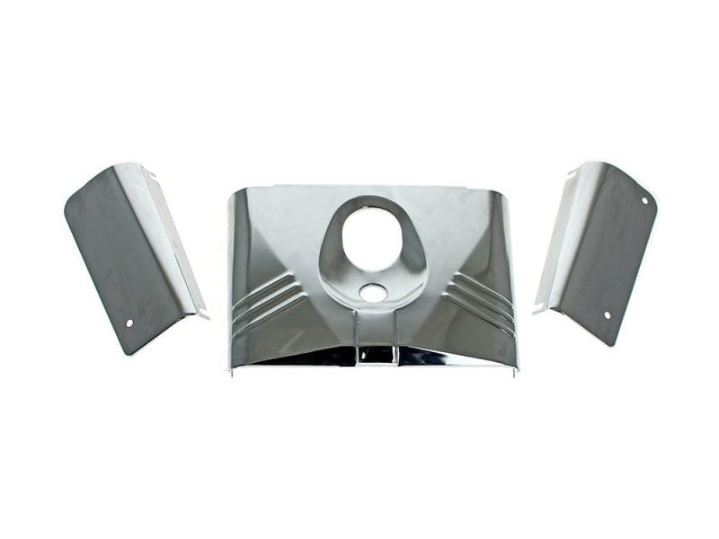 Headlight Tins - Chrome. Fits FL Softail 1986-2017. Shiny chrome motorcycle air filter cover kit for Harley Davidson bikes.