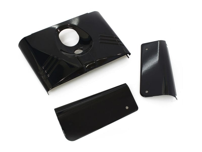 Headlight Tins - Gloss Black. Fits FL Softail 1986-2017. Genuine black motorcycle parts for Revelry Motorcycles Australia.