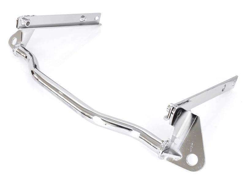 Polished motorcycle crash bar for Harley Davidson bikes from Revelry Motorcycles.