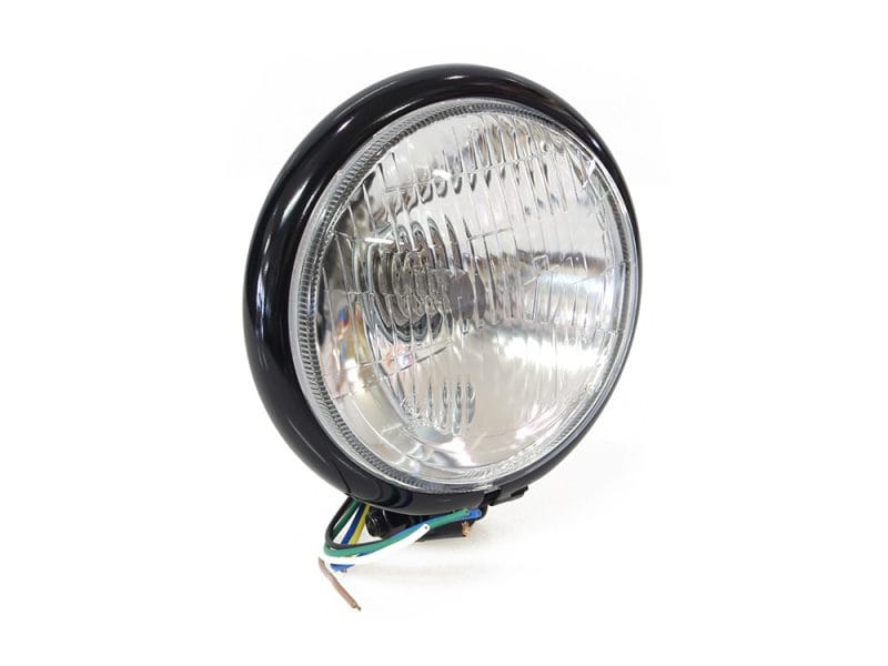 5-3/4in. Batz Style Headlight with Bottom Mount - Black.