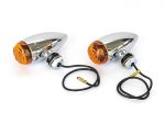 Chrome motorcycle indicator lights with wiring for Revelry Motorcycles Australia.