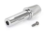 Chrome motorcycle clutch slave cylinder with mounting bolt for Revelry Motorcycles.