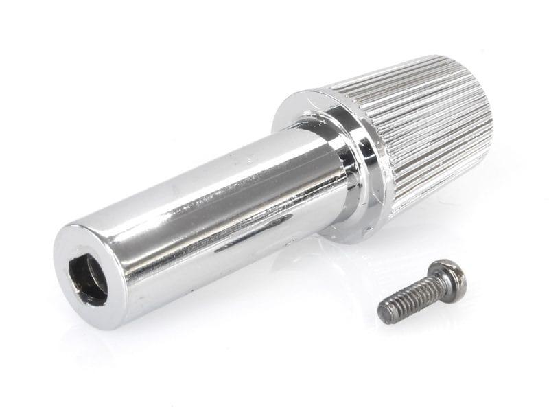 Chrome motorcycle clutch slave cylinder with mounting bolt for Revelry Motorcycles.