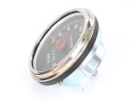 Analog motorcycle speedometer with chrome bezel for Revelry Motorcycles Australia site.