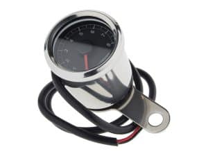 Motorcycle tachometer gauge with chrome finish for Revelry Motorcycles Australia.