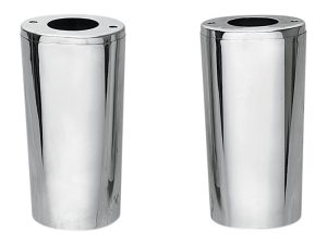 Polished aluminium exhaust silencers for motorbikes - Revelry Cycles AU.