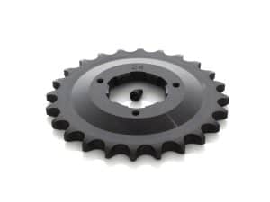 Heavy-duty motorcycle sprocket for Revelry Motorcycles bike chain drive.