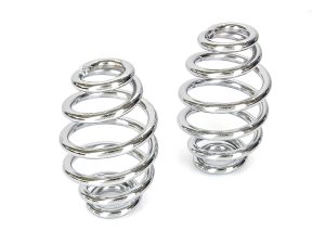 Shiny silver coil earrings with a crystal detail, stylish jewellery for motorcycle enthusiasts.