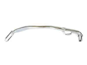 Steel motorcycle exhaust pipe with chrome finish for Revelry Motorcycles.