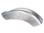 Polished metal motorcycle front fender for custom Harley Davidson bikes.