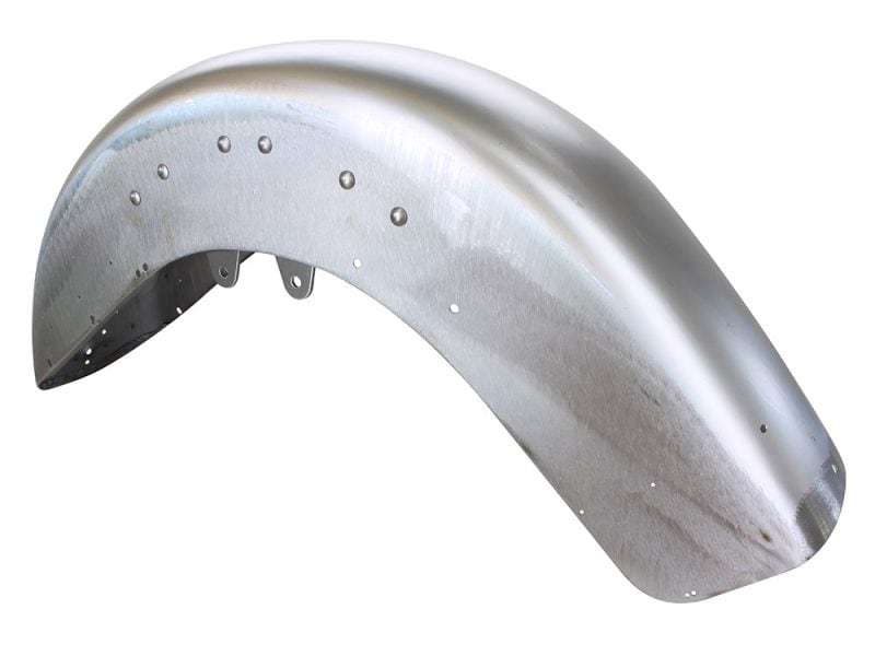 Aluminium motorcycle fender for custom bike builds, durable and lightweight.