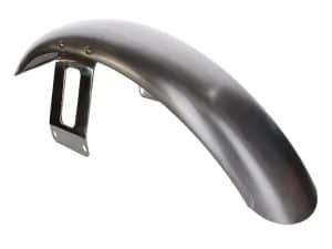 Polished motorcycle front fender for custom revelry motorcycle builds.