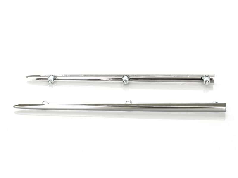 Stainless steel motorcycle kickstand and mounting hardware for Revelry Motorcycles.