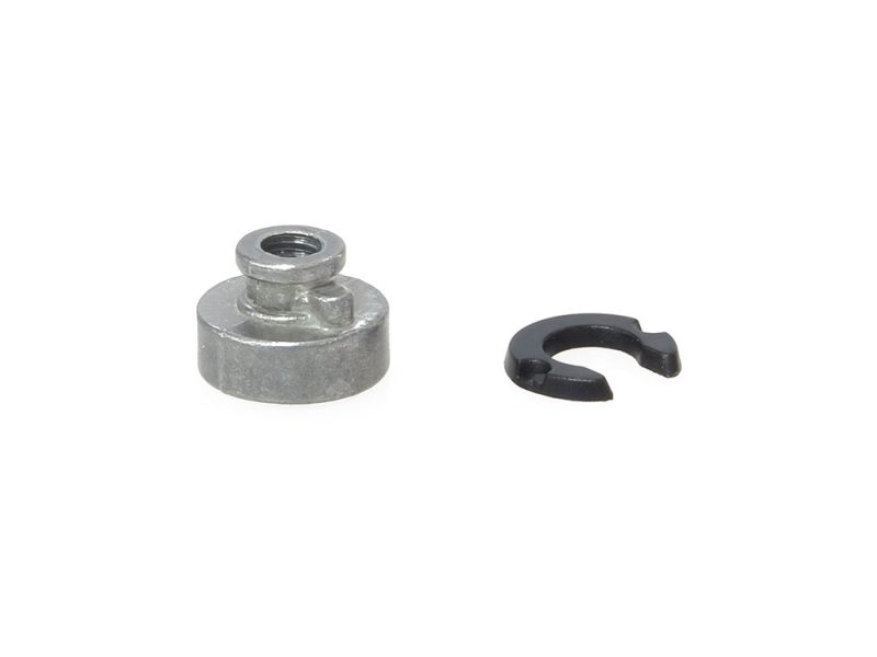 Bolt and retaining clip for motorcycle chain sprocket repair, perfect for Revelry Motorcycles.