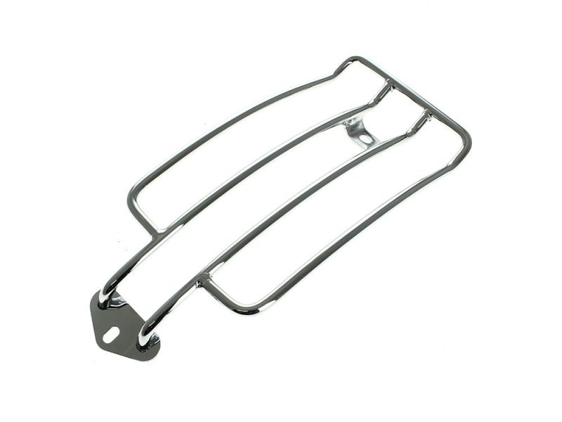 Solo Seat Luggage Rack - Chrome. Fits Sportster 1985-2003 Chrome motorcycle luggage rack for Revelry Motorcycles, stylish and durable accessory.