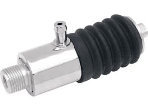 High-quality motorcycle shock absorber with chrome finish and adjustable features.