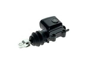 High-performance motorcycle master cylinder with brake fluid reservoir for enhanced stopping power.