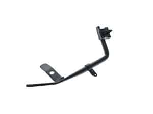 Bike kickstand for motorcycles, black metal, durable and easy to install.