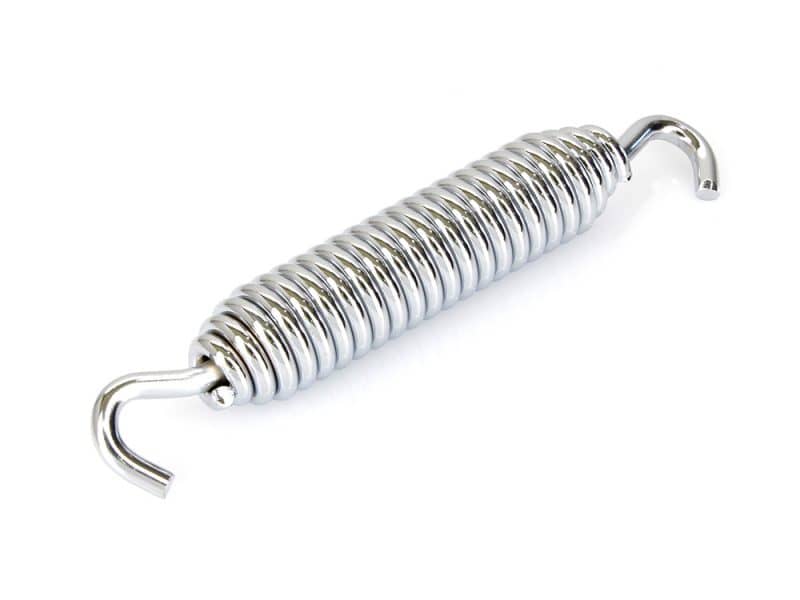 Chrome motorcycle coil spring shock absorber for Revelry Motorcycles.