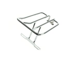 Aluminium motorcycle rear luggage rack for Revelry Motorcycles, durable and lightweight design.