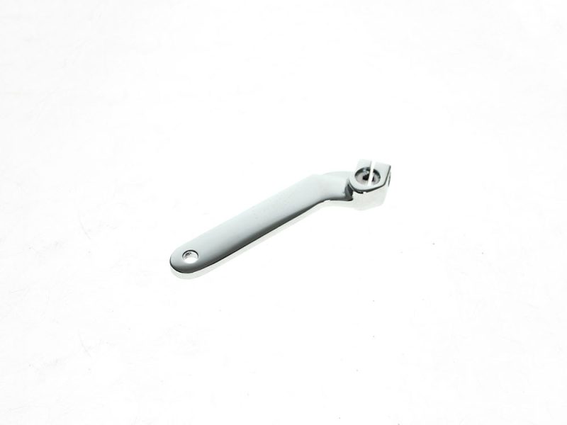 Polished motorcycle kickstand arm for Revelry Motorcycles in Australia.