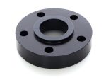 High-quality motorcycle hub, black anodised finish, specialised for custom bike builds.