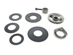 Rubber washers, sprockets, and motorcycle parts for bike maintenance and repairs.