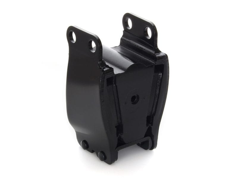Black motorcycle engine mount bracket for Revelry Motorcycles performance bikes.