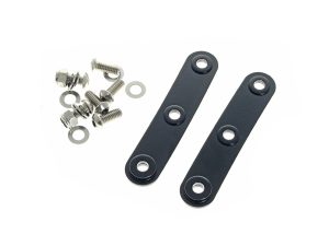 Steel motorcycle chain guard mounting brackets and hardware for Revelry Motorcycles.