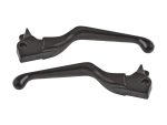 Black motorcycle brake and clutch levers for Revelry Motorcycles. Enhance control and style on your custom bike.