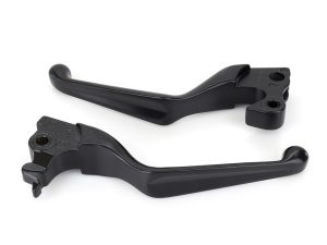 Black motorcycle clutch and brake levers for Revelry Motorcycles bikes.