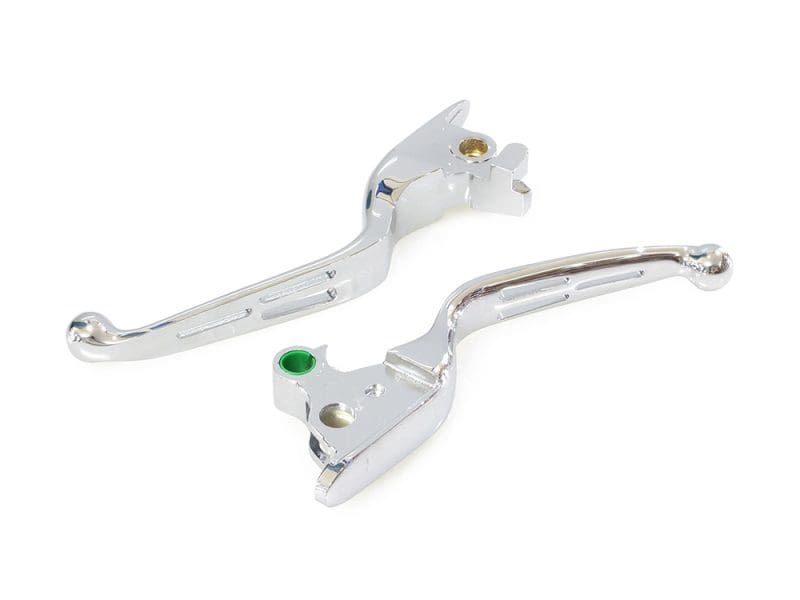 Aluminium motorcycle brake and clutch lever set for classic Revelry Motorcycles.