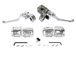 Handlebar Control Kit - Chrome. Fits Big Twin 1996-2010 & Sportster 1996-2003 with Single Disc Front Brake.