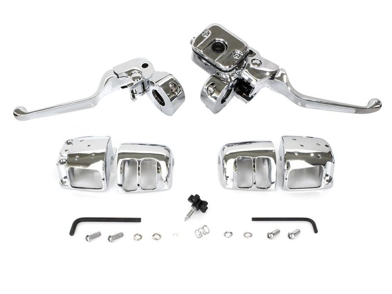 Handlebar Control Kit - Chrome. Fits Big Twin 1996-2010 & Sportster 1996-2003 with Single Disc Front Brake.