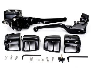 Handlebar Control Kit - Black. Fits Big Twin 1996-2010 & Sportster 1996-2003 with Single Disc Front Brake.