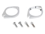 Chrome motorcycle brake lock ring brackets for Harley Davidson bikes.