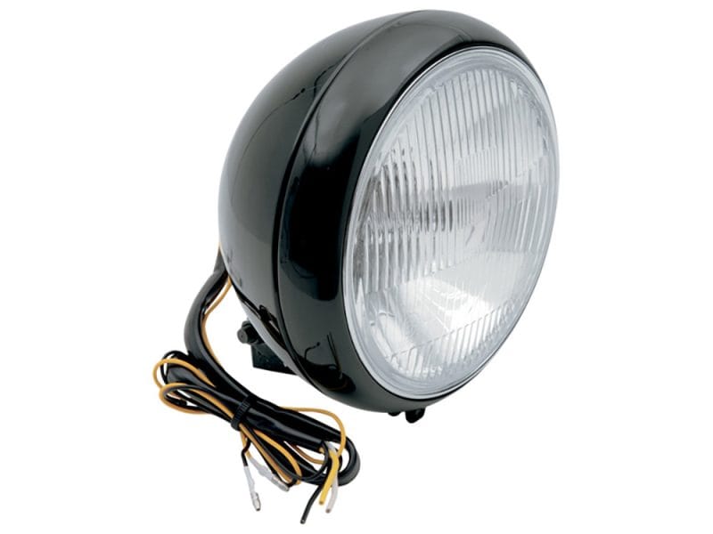 7in. Headlight - Black. Fits FL Softail 1986-2017 High-quality motorcycle headlight for Revelry Motorcycles, durable and bright.