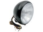 Bright motorcycle headlight with wiring, ideal for Revelry Motorcycles and bike accessories.