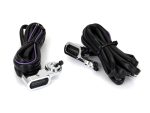 High-performance motorcycle LED turn signals with extended wiring for Revelry Motorcycles.