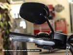 Black motorcycle mirror with handlebar and reflector for Revelry Motorcycles Australia.